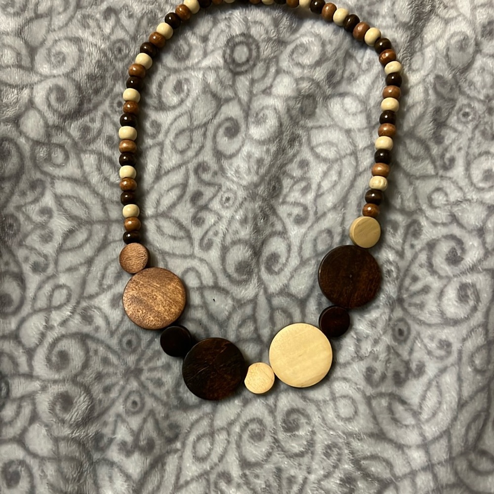 Unique hand made wooden necklace